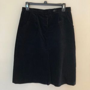 VTG D’ash Black Corduroy Midi Skirt.